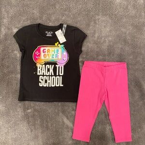 Children’s Place Girls Graphic T-Shirt & Leggings Matching Outfit Set